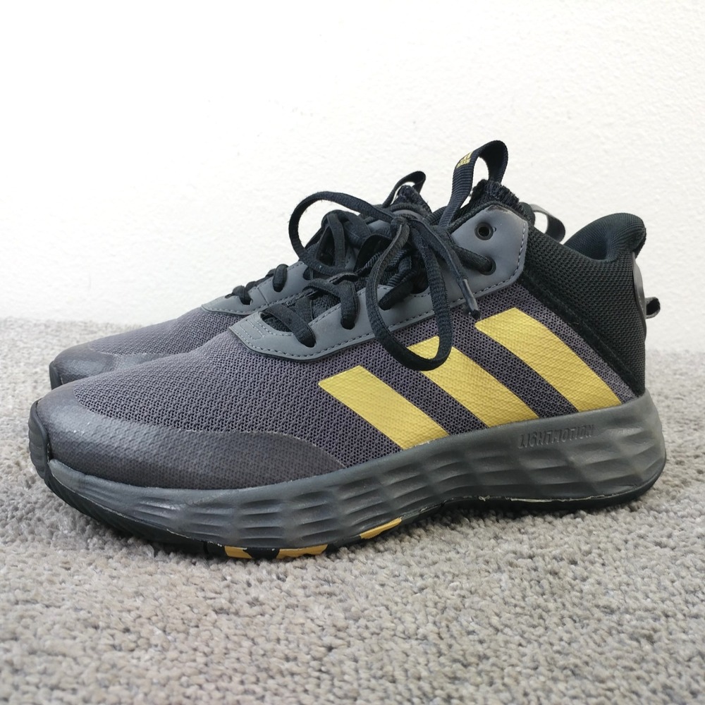 Adidas Own The Game 2.0 Boys Size 4.5 Shoes Basketball Sneakers Black Gray Gold